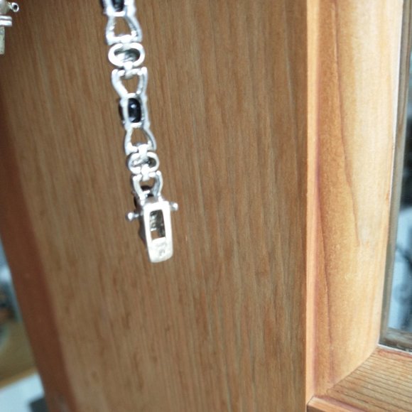 Silver Bracelet with Black Garnets (Melanites) - Picture 3 of 11